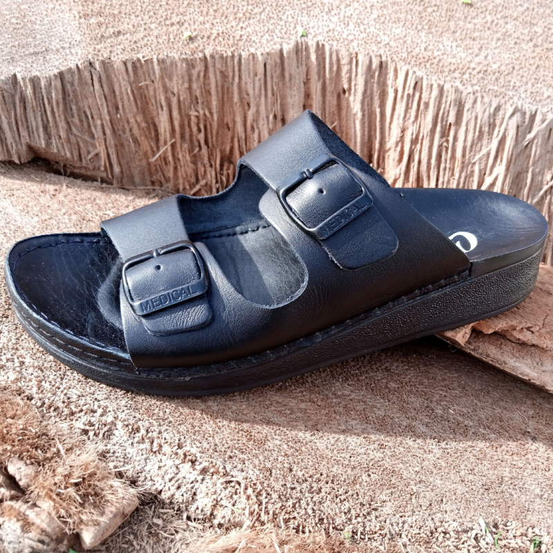Sandale medical cuir noir model 04